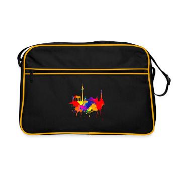 Berlin Skyline Colorful Colors Painting Art Berliner - Retro Bag - black/gold - Front