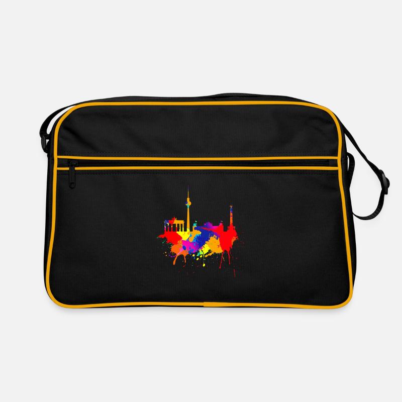 Berlin Skyline Bunte Farben Malerei Kunst Berliner - Retro Tasche - Schwarz/Gold