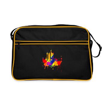 Frankfurt Skyline Colorful Colors Painting Art Love - Retro Bag - black/gold - Front