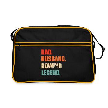 Dad Husband Rowing Legend Kayaking Rowing Club Wat - Retro Tasche - Schwarz/Gold - Vorne