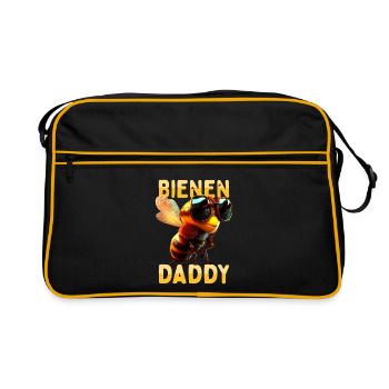 Bienen Daddy Honig Bienenzüchter Papa Vatertag Dad - Retro Tasche - Schwarz/Gold - Vorne