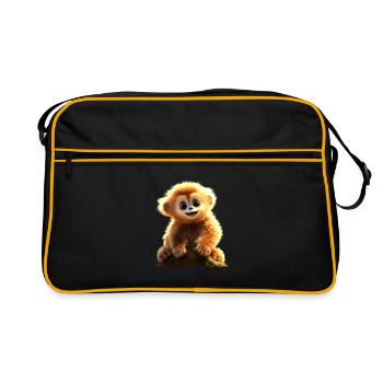 Gibbon Monkey Baby Monkey Little Gibbons Cute Monkey - Retro Bag - black/gold - Front