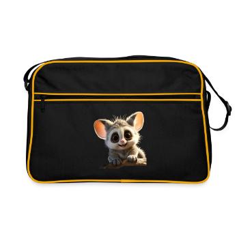 Galago Buschbaby Affen Galagos Affe Süßer Galago - Retro Tasche - Schwarz/Gold - Vorne