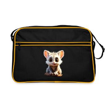Galago Buschbaby Affen Galagos Affe Süßer Galago - Retro Tasche - Schwarz/Gold - Vorne