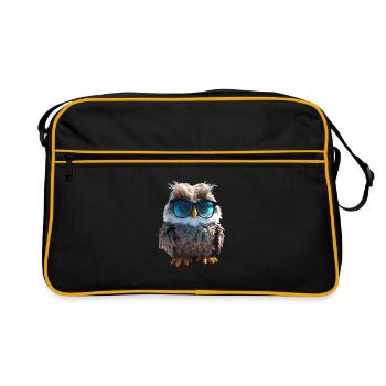Owl Barn Owl Gift Kauz Uhu Owl Sweet Owls - Retro Bag - black/gold - Front