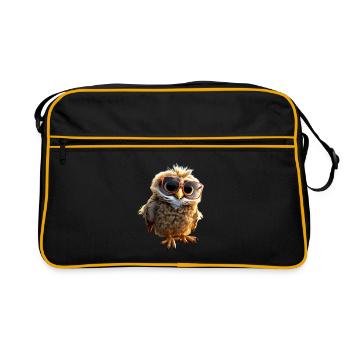 Owl Barn Owl Gift Kauz Uhu Owl Sweet Owls - Retro Bag - black/gold - Front