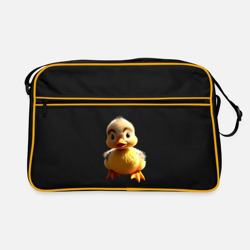 Canard mignon bébé canard poussin canetons canetons canards - Sac Retro - noir/or