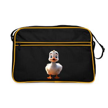 Goose, Goose, Chick, Cute Goose, Duck, Little Geese - Retro Bag - black/gold - Front