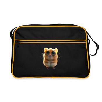 Hamster avec des lunettes de soleil Hamster doré Hamster mignon - Sac Retro - noir/or - Devant