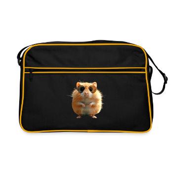 Hamster avec lunettes de soleil Hamster doré Hamster mignon - Sac Retro - noir/or - Devant