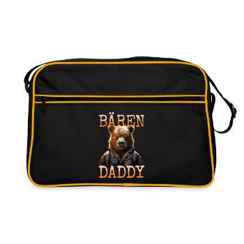 Ours Papa Ours Papa Papa Papa Fête des Pères Père Grizzly - Sac Retro - noir/or - Devant