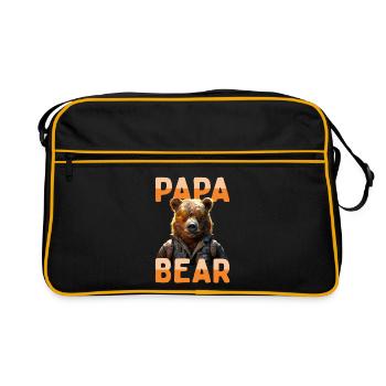 Papa Ours Ours Papa Papa Fête des Pères Grizzly Ours - Sac Retro - noir/or - Devant