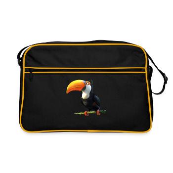 Tukan Regenwald Südamerika Tukane Riesentukan - Retro Tasche - Schwarz/Gold - Vorne