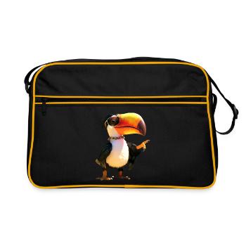 Tukan Regenwald Südamerika Tukane Riesentukan - Retro Tasche - Schwarz/Gold - Vorne