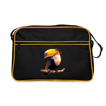 Tukan Regenwald Südamerika Tukane Riesentukan - Retro Tasche - Schwarz/Gold - Vorne