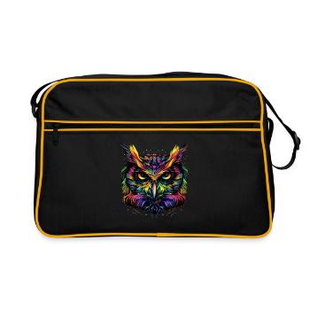 Owl Colorful Rainbow Colors Pop Art Owl Eagle Owl Owls - Retro Bag - black/gold - Front