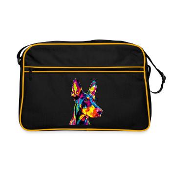 Doberman chien couleurs vives Pop Art Dobermans - Sac Retro - noir/or - Devant