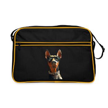 Doberman chiens motif chien de garde fier dobermans - Sac Retro - noir/or - Devant