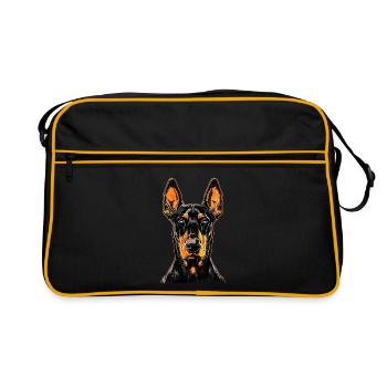 Doberman chiens motif chien de garde fier dobermans - Sac Retro - noir/or - Devant