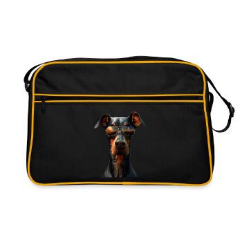 Doberman chiens motif chien de garde fier dobermans - Sac Retro - noir/or - Devant