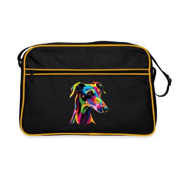 Greyhound Dogs Colorful Colors Pop Art Dog Greyhound - Retro Bag - black/gold - Front