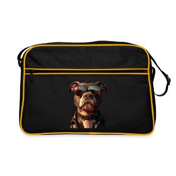Pitbull Bulldog Pittie American Pitbull Terrier - Sac Retro - noir/or - Devant