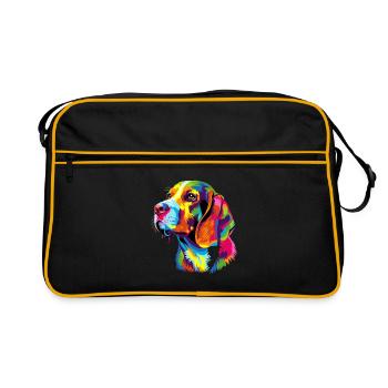 Beagle Welpe Popart Süßer Hund Bunte Farben Beagle - Retro Tasche - Schwarz/Gold - Vorne