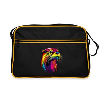 Loutre arc-en-ciel coloré Loutre de mer Martre Loutre mignonne - Sac Retro - noir/or - Devant