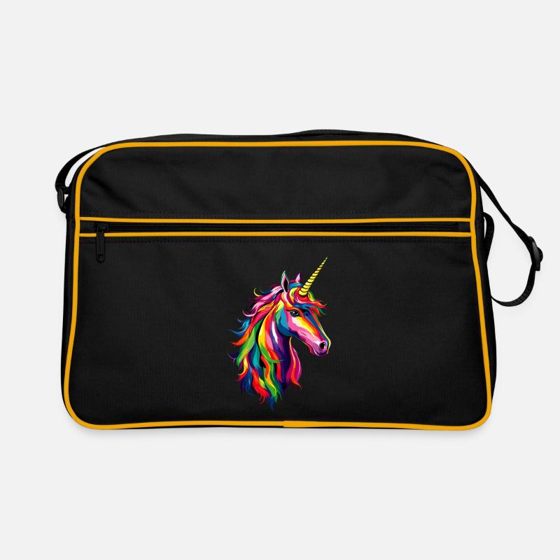 Einhorn Bunt Regenbogen Pferde Reiten Einhörner Retro Tasche