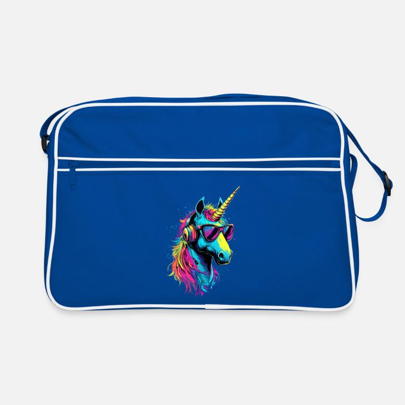 Einhorn Bunt Regenbogen Pferde Reiten Einhörner Retro Tasche