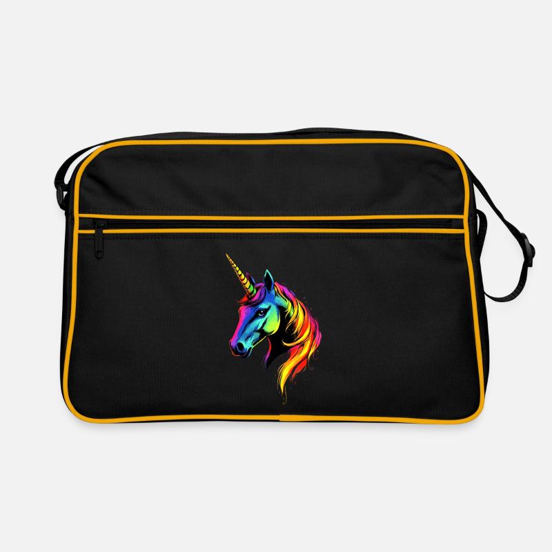 Einhorn Bunt Regenbogen Pferde Reiten Einhörner Retro Tasche