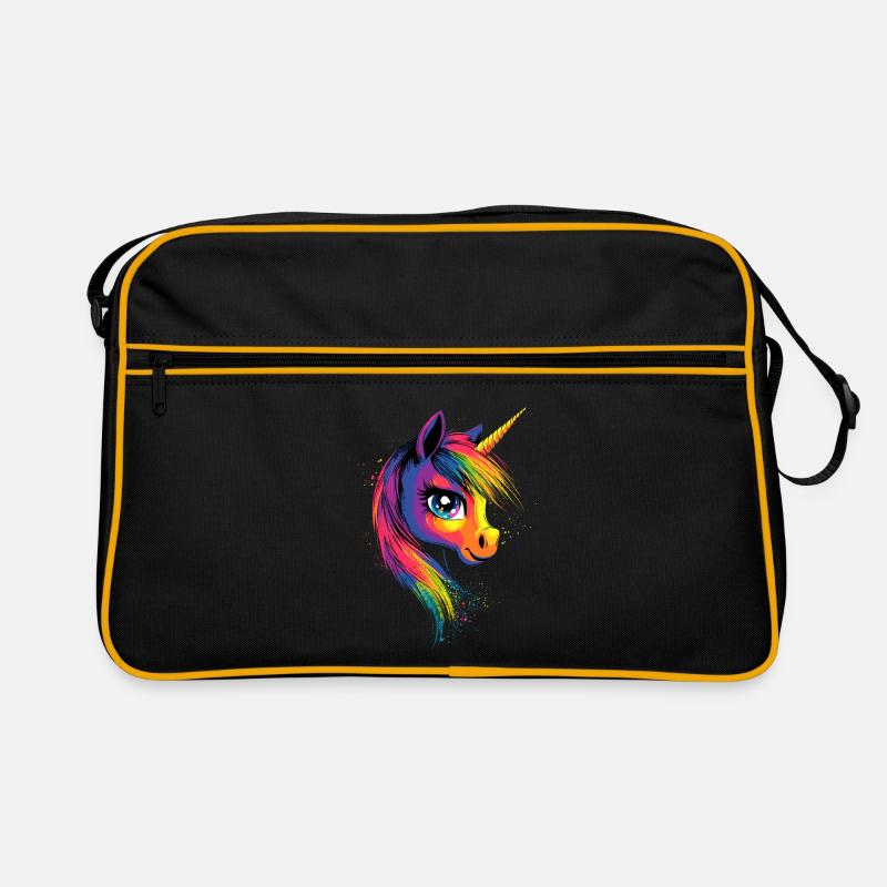 Einhorn Bunt Regenbogen Pferde Reiten Einhörner Retro Tasche
