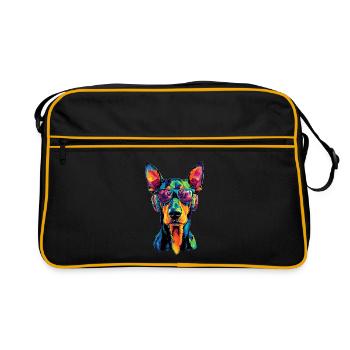 Doberman chiens motif chien de garde fier dobermans - Sac Retro - noir/or - Devant