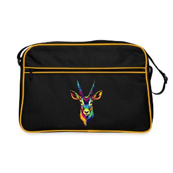 Antilope Kudu Gazelle Afrika Serengeti Antilopen - Retro Tasche - Schwarz/Gold - Vorne