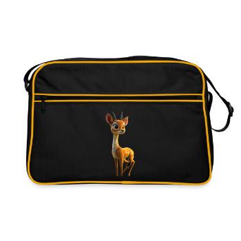Antilope Kudu Gazelle Afrika Serengeti Antilopen - Retro Tasche - Schwarz/Gold - Vorne