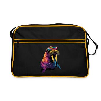 Walrus, tusks, seal, wild Pacific walruses - Retro Bag - black/gold - Front