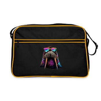 Walrus, tusks, seal, wild Pacific walruses - Retro Bag - black/gold - Front