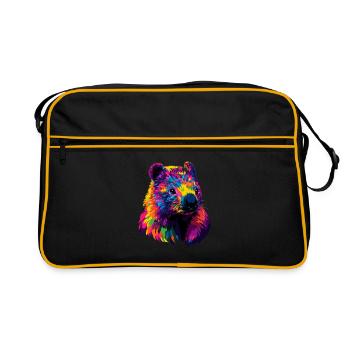 Wombat Australien Beuteltier Süßer Wombat - Retro Tasche - Schwarz/Gold - Vorne