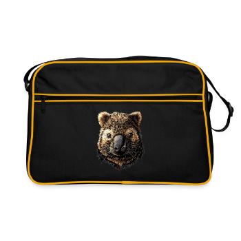 Wombat Australien Beuteltier Süßer Wombat - Retro Tasche - Schwarz/Gold - Vorne