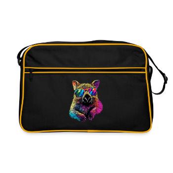 Wombat Australien Beuteltier Süßer Wombat - Retro Tasche - Schwarz/Gold - Vorne