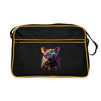 Wombat Australien Beuteltier Süßer Wombat - Retro Tasche - Schwarz/Gold - Vorne