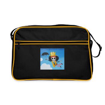 one piece Brook Skelet Anime Sky sky clouds dead - Retro Bag - black/gold - Front