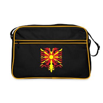 Macédoine Albanie Drapeau - Sac Retro - noir/or - Devant