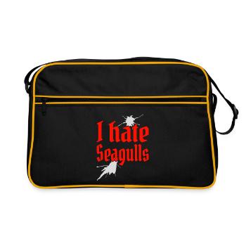 I hate Seagulls Ich hasse Möwen Segler Kapitän - Retro Tasche - Schwarz/Gold - Vorne