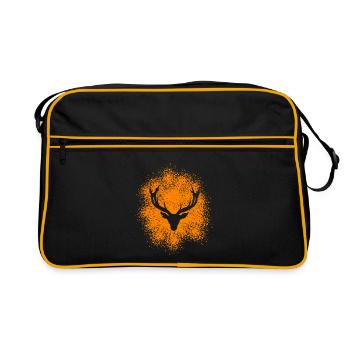 Tête de cerf majestueuse – pour les chasseurs, les amoureux de la nature - Sac Retro - noir/or - Devant
