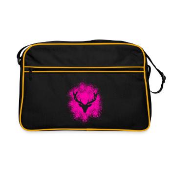 Majestueuse tête de cerf – pour les chasseurs et les amoureux de la nature - Sac Retro - noir/or - Devant