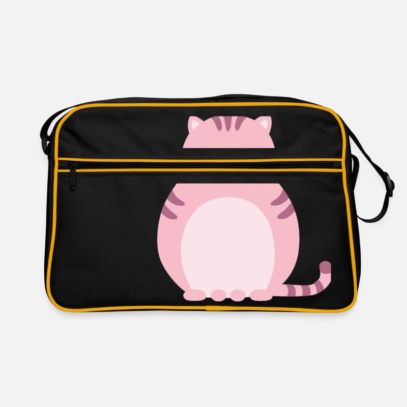 Rosa Katze - Retro Tasche - Schwarz/Gold