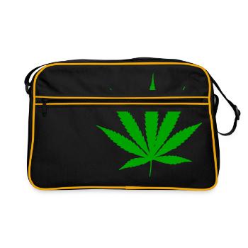 Cannabis Leaf Plant - Retro Bag - black/gold - Front
