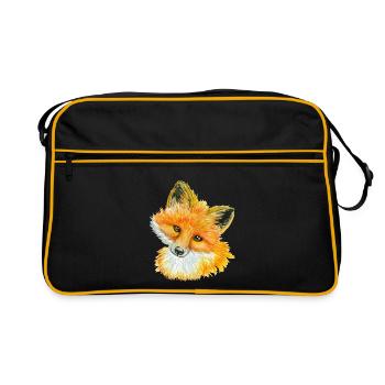 Fox Watercolor Wild Animal Lover Gift Idea - Retro Bag - black/gold - Front