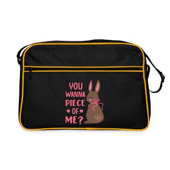 Vous voulez me morceau de lapin en chocolat du jour de Pâques - Sac Retro - noir/or - Devant